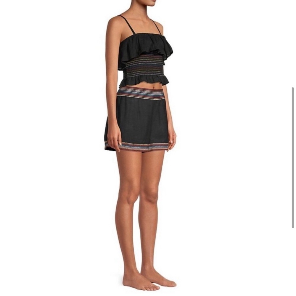 Solid and Striped Viscose Linen Rainbow
Embroidered Shorts